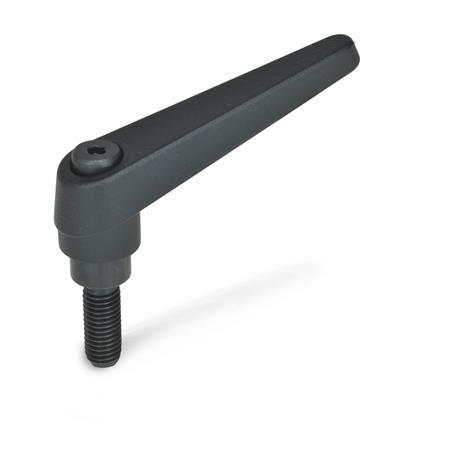 Otto Ganter Adjustable Hand Lever Zinc Die Casting Threaded Stud Steel, GN 101